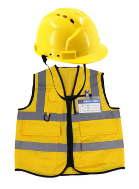 儿童工程师衣服马夹维修工建筑工头盔维修工具幼儿园角色扮演套装