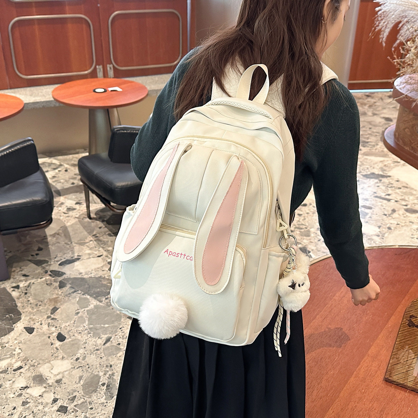 书包女韩版原宿初高中生日系可爱长耳朵兔双肩包校园百搭少女背包