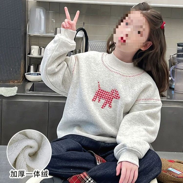 女童一体绒加厚卫衣冬装高领洋气宽松儿童韩版中大童上衣0127A015,童装/婴儿装/亲子装,卫衣/绒衫,淘宝优惠券,粉丝福利购,淘宝优惠卷