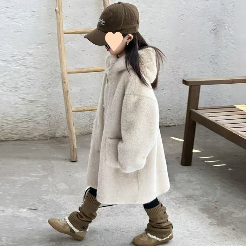 秋冬新款儿童皮草2025外套水貂皮毛毛大衣女童中长款中大童