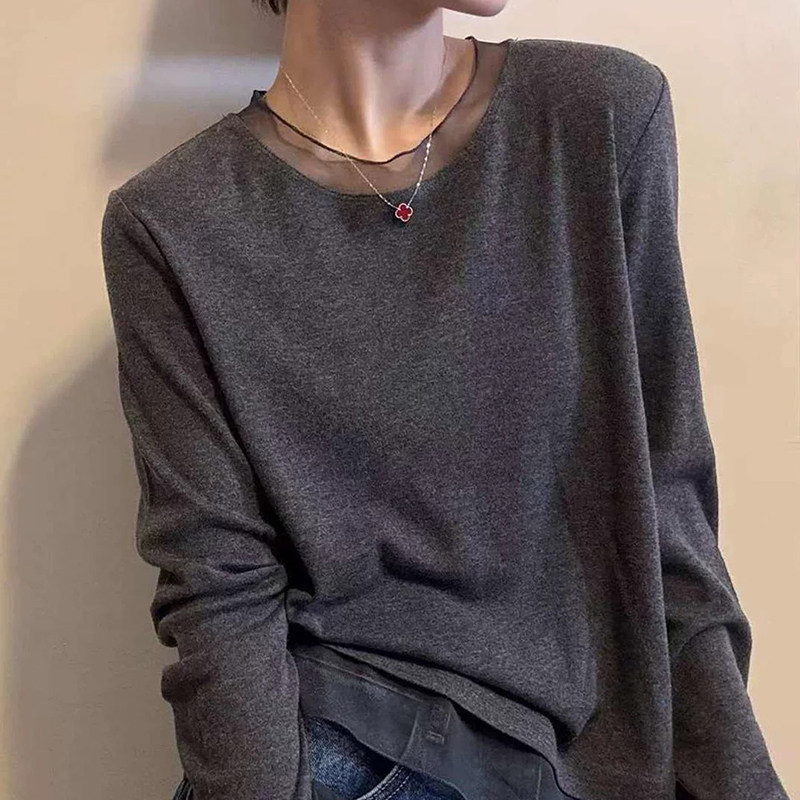 春秋欧根纱拼接圆领羊毛针织衫女显瘦内搭打底衫简约百搭上衣New,女装/女士精品,毛针织衫,淘宝优惠券,粉丝福利购,淘宝优惠卷