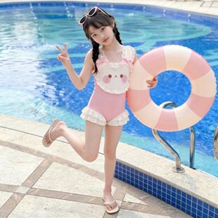 儿童泳衣女童2026新款连体裙式防晒速干中大童女孩高颜值游泳衣夏