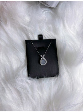 在逃公主高冰马料镀银镶嵌白玉髓圆小吊坠玉石项链挂件送礼