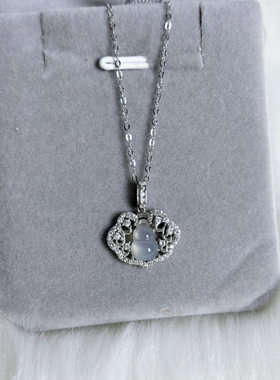 新中式如意葫芦玉髓吊坠925银项链千金感迷人锁骨链