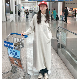 2026春秋新款韩国chic立领卫衣裙女宽松显瘦休闲中长款过膝连衣裙