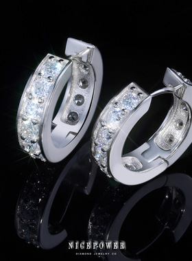 NICEPOWER VVS D色莫桑钻3mm满钻耳环轻奢百搭