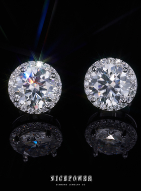 NICEPOWER VVS D色 莫桑钻冰糖耳钉 欧美嘻哈潮男耳饰