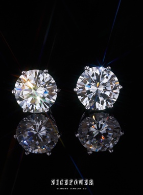 NICEPOWER VVS D色 莫桑钻六爪耳钉