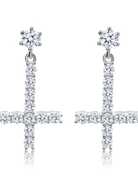 NICEPOWER S925银倒十字架耳坠 Playboi Carti Type欧美嘻哈耳饰