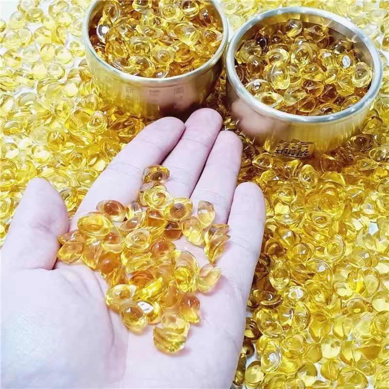 琉璃人工黄水晶小元宝小巧琉璃摆件装饰开业礼品放聚宝盆