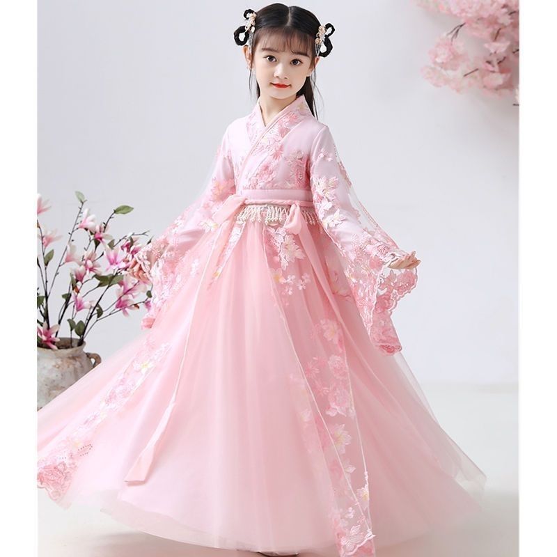 女童古风汉服粉色超仙演出连衣裙