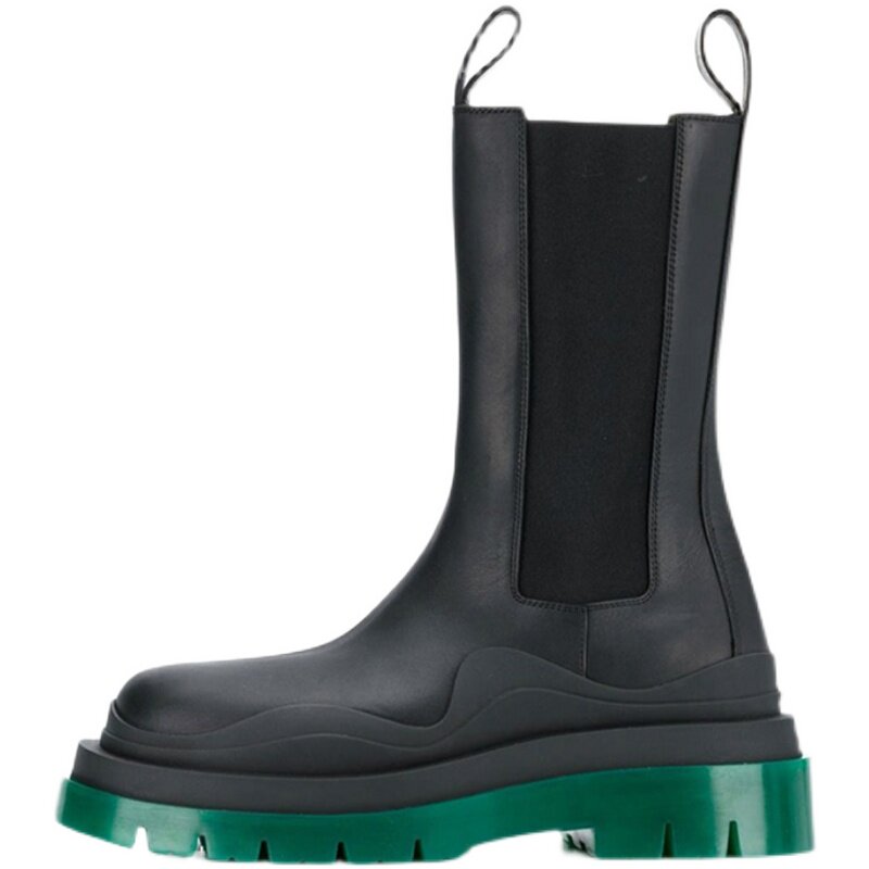 NEW MATCHING MID-RISE BOOTS WOMENS CHELSEA BOOTS GREEN PLATFORM SOLES MARTIN BOOTS WOMENS WINTER PLUS VELVET HEIGHTENED BOOTS