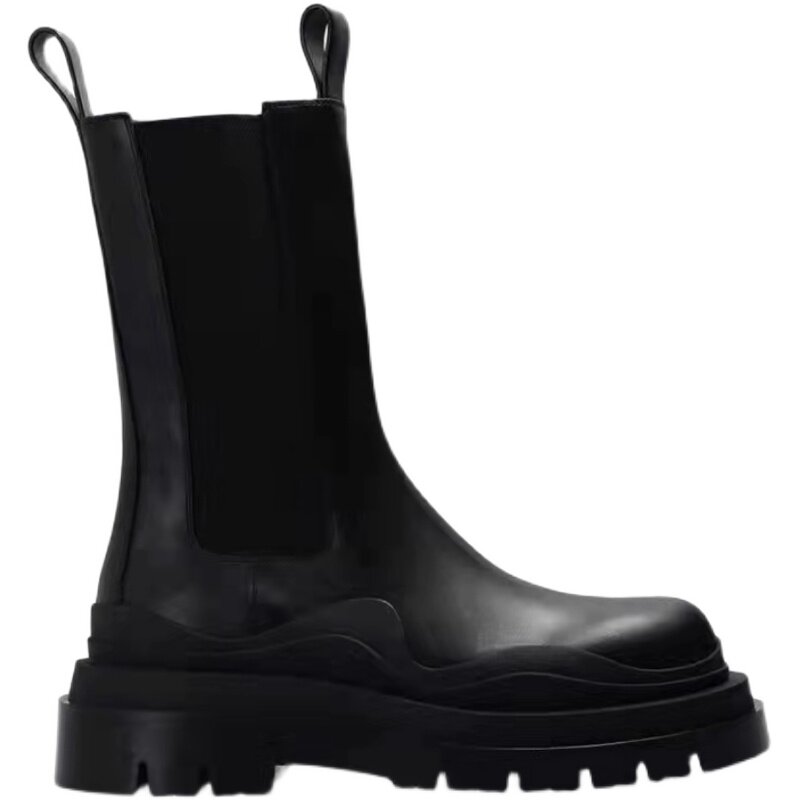 BOOTS LARGE SIZE THICK BOTTOM BRITISH STYLE MARTIN BOOTS MONA THE SAME MID-TUBE CHELSEA BOOTS 41-42 CIGARETTE BOOTS MEN