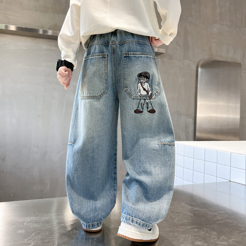 男童牛仔裤春装中大童洋气休闲直筒裤子儿童装春秋痞帅风男孩长裤