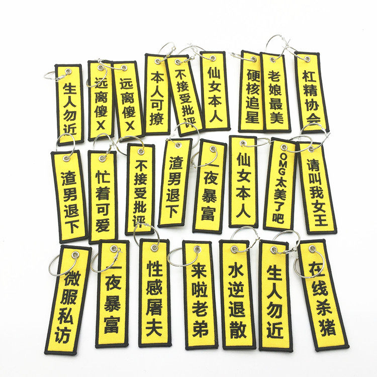 原创刺绣绣花夜店蹦迪长款个性少女文字布条耳钉耳环无洞耳夹款
