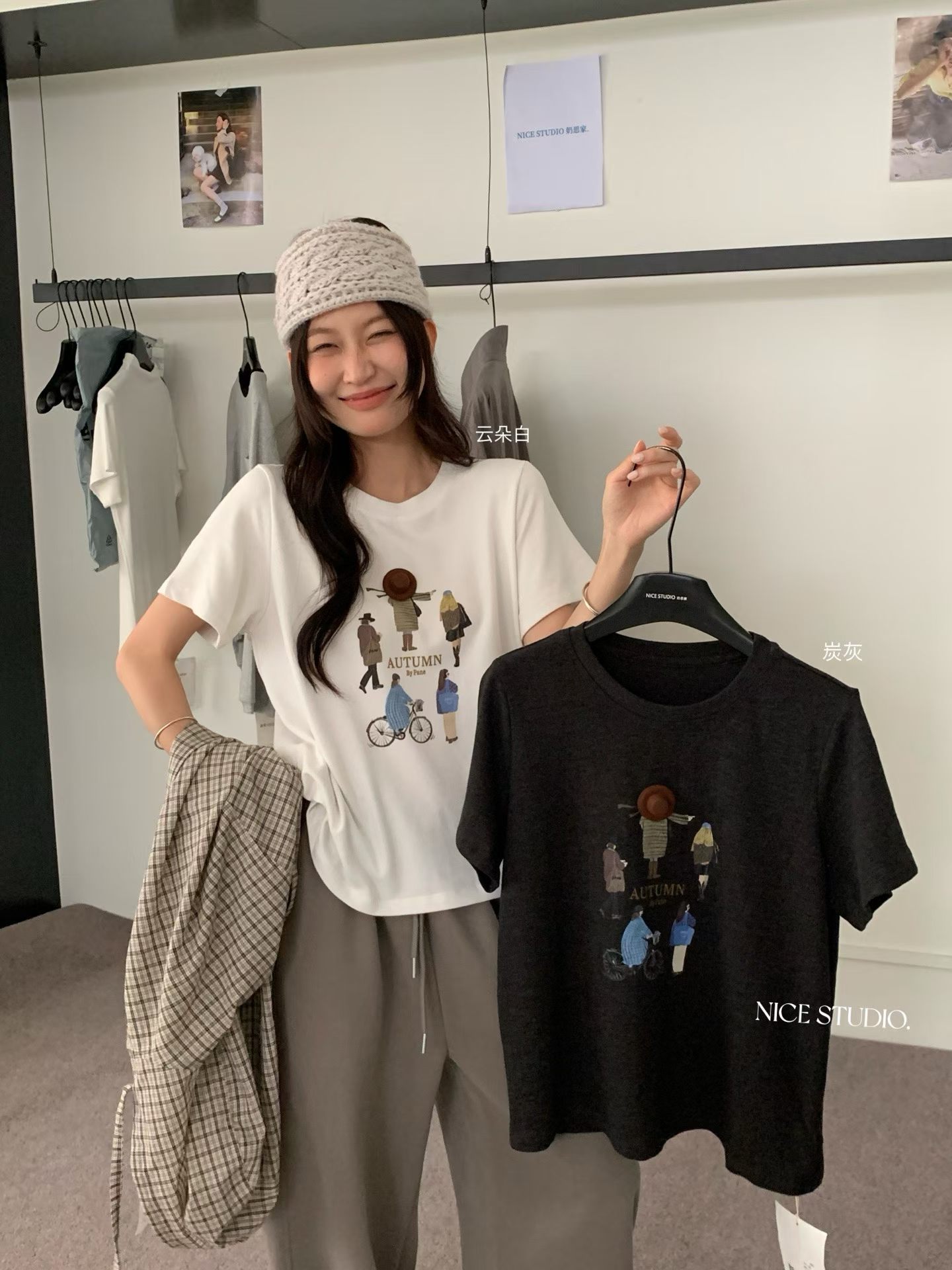清货 Nice studio奶思家秋季韩版时尚休闲显瘦圆领打底短袖T恤
