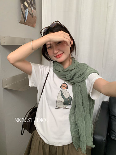 Nice studio奶思家秋季韩版时尚休闲显瘦卡通印花短袖T恤女上衣潮
