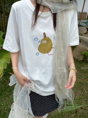KiKi夏季韩系休闲趣味卡通印花宽松大版短袖T恤女上衣潮