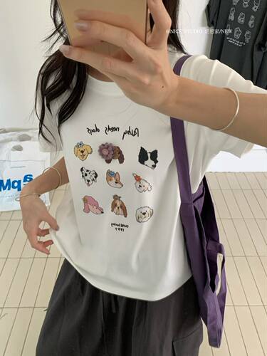 Nice studio奶思家韩系夏季卡通图案休闲百搭短袖T恤女上衣潮