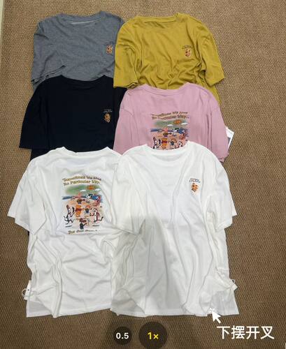 CC+夏季韩系宽松前后卡通印花大版下摆开叉短袖T恤女上衣潮
