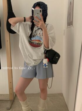 Z.C-26年早春韩系大版休闲字母图案印花短袖T恤92360