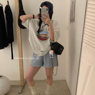 ZC26年早春韩系大版 T恤92360 休闲字母图案印花短袖