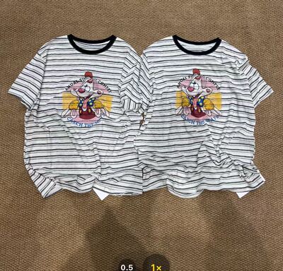 CC+26年夏上新韩系休闲条纹兔八哥印花大版短袖T恤女上衣潮