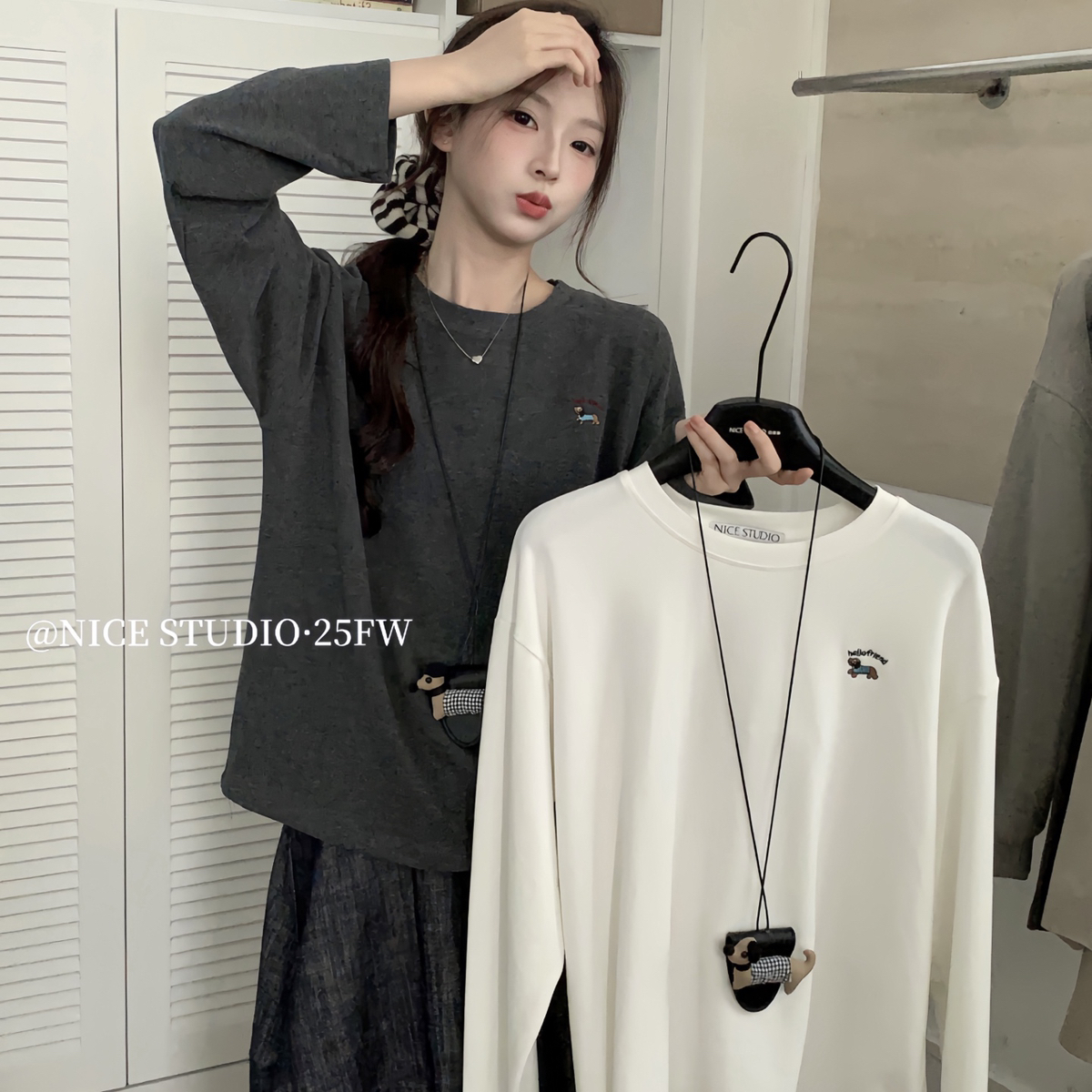 奶思家NICE STUDIO-抽象小象长袖T恤08587-5