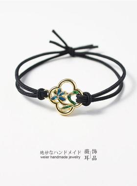 梅兰竹菊四君子头绳中国风创意发绳古风汉服简约清新扎马尾皮albb