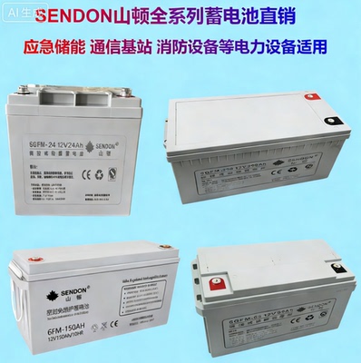 SENDON山顿蓄电池6GFM-100免维护铅酸12V65 38 24AH电瓶直流屏UPS