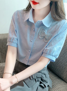 新款提花刺绣纯棉衬衫女全棉