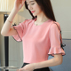 夏装 女装 2025新款 韩版 短袖 宽松遮肚子上衣超仙甜美洋气小衫 雪纺衫