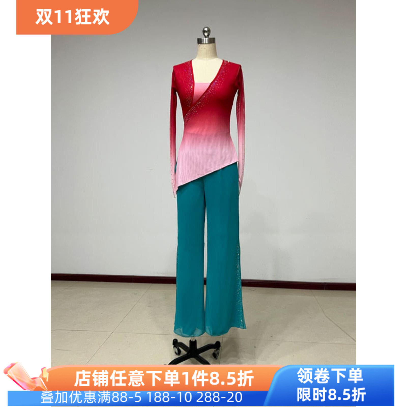十三届桃李杯胶州秧歌组合舞蹈服女民间舞蹈纱衣练功服裤表演演出