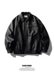 GPstudio Men's Matte PU Leather Jacket – Streetwear, Windproof, Loose-fit Biker Coat for Fall