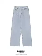 Gpstudio Retro Basic Light-Colored Washed Jeans for Men 2025 New Versatile Loose Straight-Leg Drapey Trousers