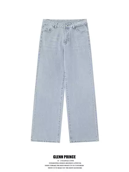 Gpstudio Retro Basic Light-Colored Washed Jeans for Men 2025 New Versatile Loose Straight-Leg Drapey Trousers