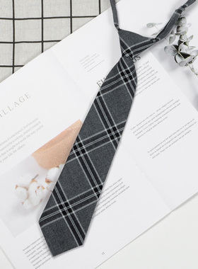 灰色领带女学院风jk日系制服衬衫小领带男dk复古懒人免打领结装饰