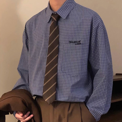 咖啡色懒人免打衬衫领带男女款jk