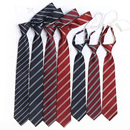 红色条纹懒人免打棕色咖啡色日系jk学院风领带女校供蓝色手打领带