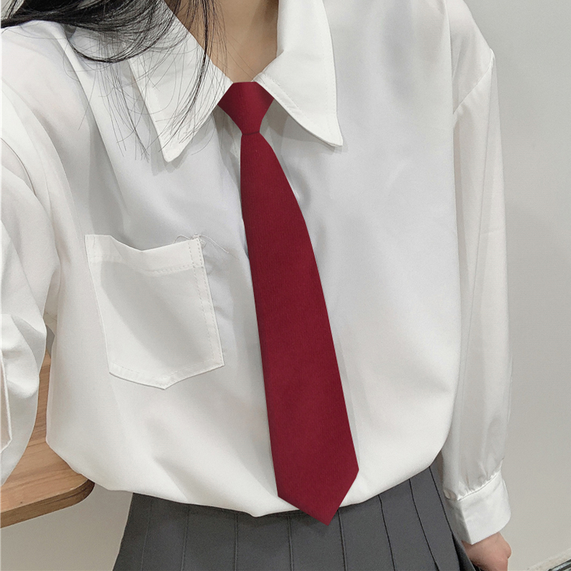 毕业学士服酒红色领带女学院风jk免打日系衬衫装饰绿色黑色短款男