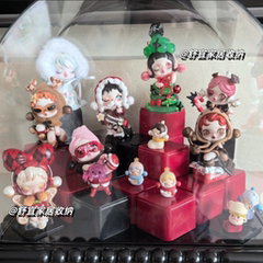 泡泡玛特SKULLPANDA许愿时间到系列盲盒手办收纳盒圣诞造景展示盒