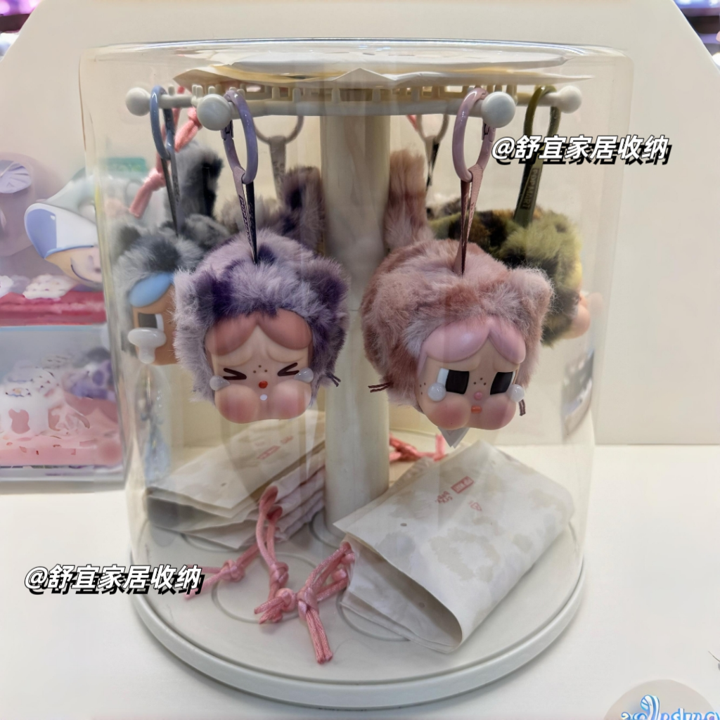 泡泡玛特CRYBABY哭娃豹豹猫猫系列粉红猫猫搪胶毛绒公仔收纳盒