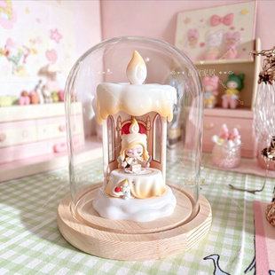 泡泡玛特CHAKA烛光漫游手办盲盒展示防尘盒烛光晚餐公仔diy收纳盒