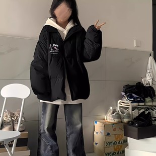 可爱风立领羽绒棉服女大童初中高中学生学院风宽松加厚保暖外套