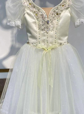 淡黄色克拉拉变奏演出服胡桃夹子天鹅湖独奏葛蓓莉亚吉赛尔蓬蓬裙
