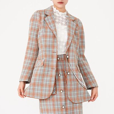 清仓！秋冬装阿依莲a.yilian 格纹复古感外套