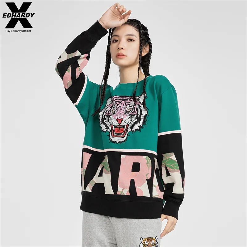 清仓！ED HARDY X 冬季虎头潮牌提花宽松毛衣流行男女同款情侣