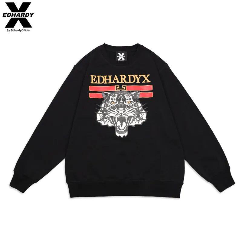 清仓！秋冬ED HARDY X 经典虎头全棉套头圆领卫衣印花情侣款长袖