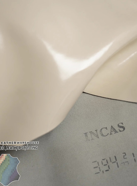 意大利incas奶白色香油蜡牛皮皮料1.3MM小香家原版皮整张沙发牛皮