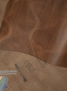 美国Horween霍尔文棕色cxl油蜡牛皮皮料2.0MM手工diy重脂皮料
